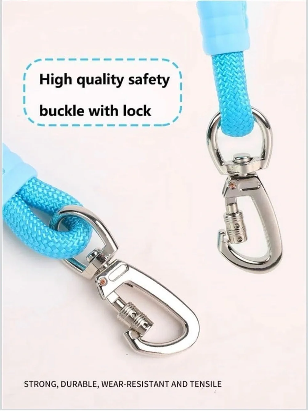 Blue Rope Dog Leash with Comfortable Silicone Grip and more features !